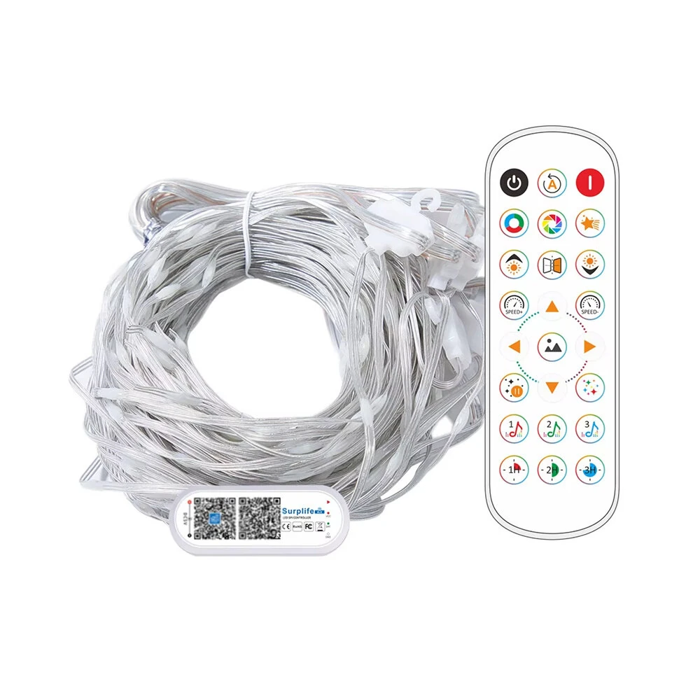 Elfeland Smart Curtain Lights Bluetooth APP Control RGBIC LED Strings Window Decor with - Image 9