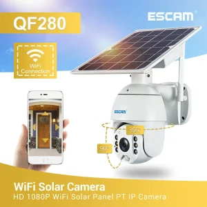 ESCAM QF280 1080P Solar Powered WiFi PTZ Security Camera Night Vision Two-way Audio
