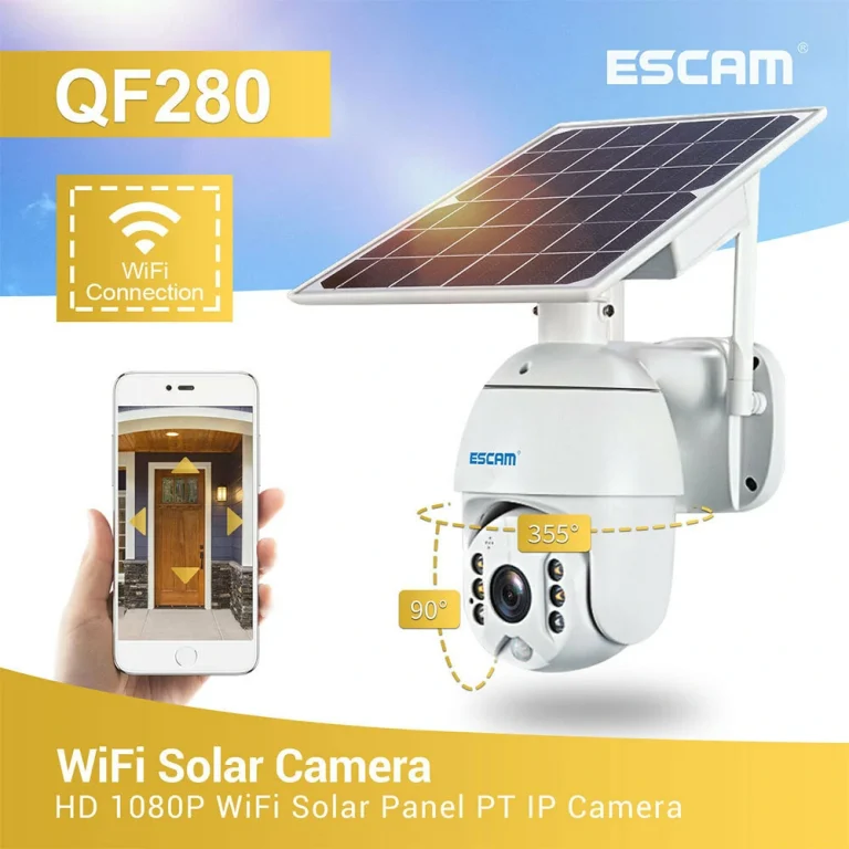 ESCAM QF280 1080P Solar Powered WiFi PTZ Security Camera Night Vision Two-way Audio