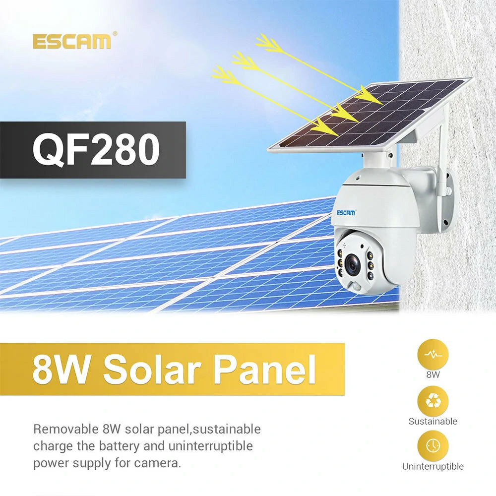 ESCAM QF280 1080P Solar Powered WiFi PTZ Security Camera Night Vision Two-way Audio - Image 4