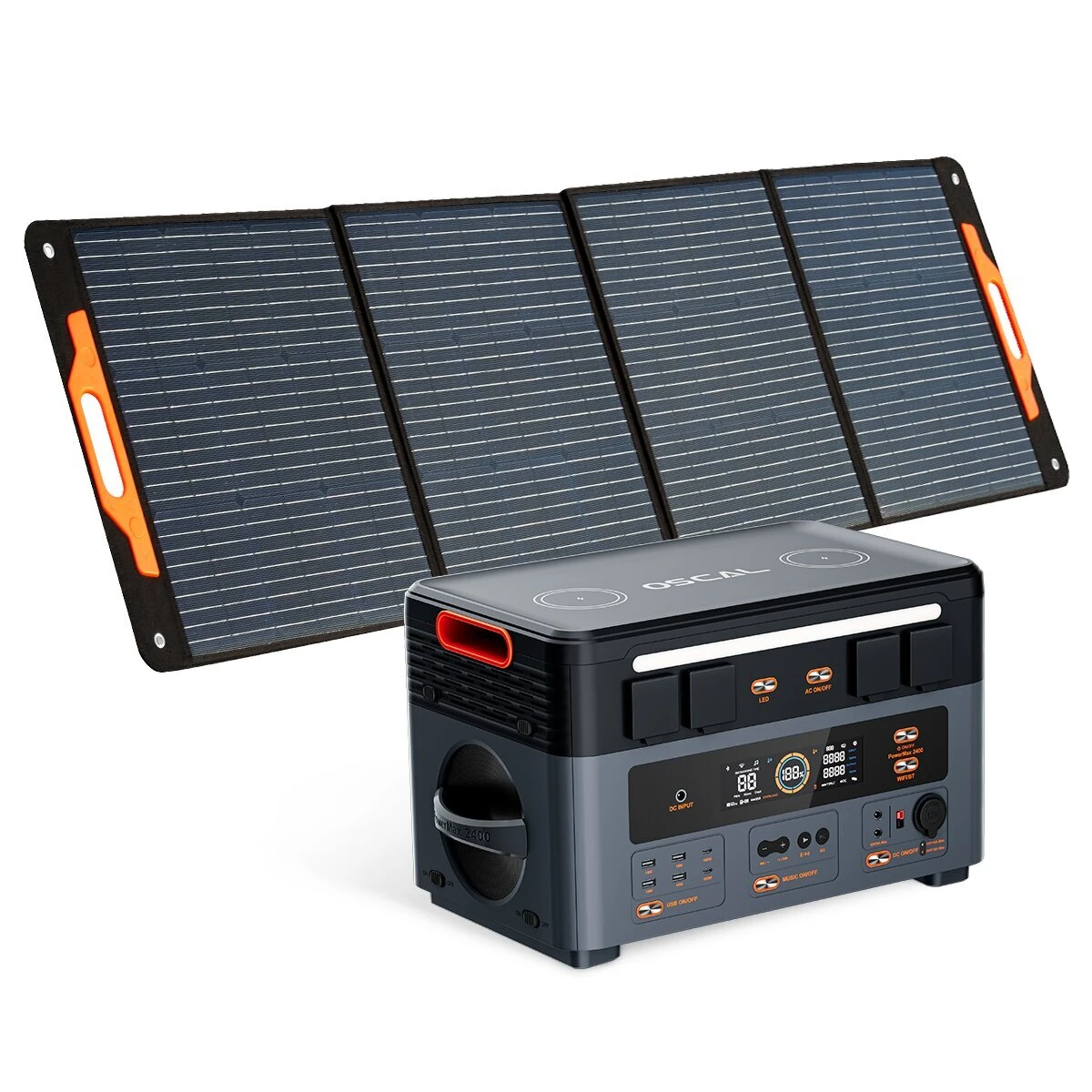 Blackview OSCAL PowerMax2400 Dual-speaker Portable Power Station with Solar Panel Kit/Battery Pack Kit