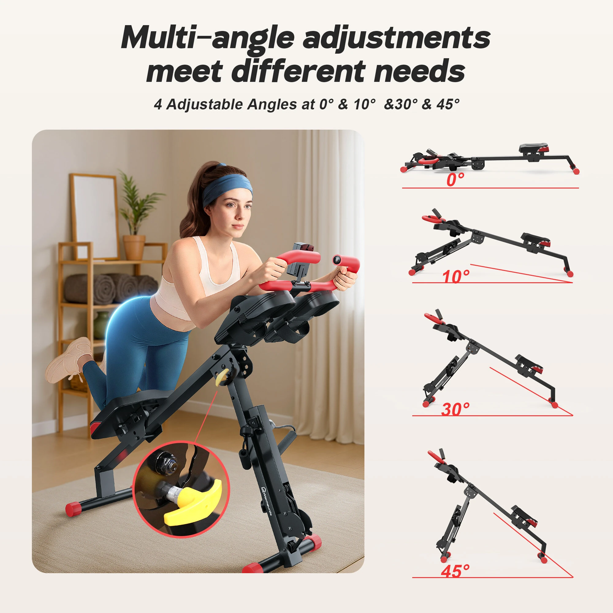WARMOUNTS 4 in 1 Foldable Rowing Machine with LCD Monitor 4 Levels & - Image 2