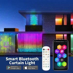 Elfeland Smart Curtain Lights Bluetooth APP Control RGBIC LED Strings Window Decor with