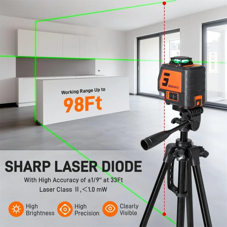GOCHIFIX 5 Lines Laser Level with Tripod 2 Plumb Dots Self Leveling Green