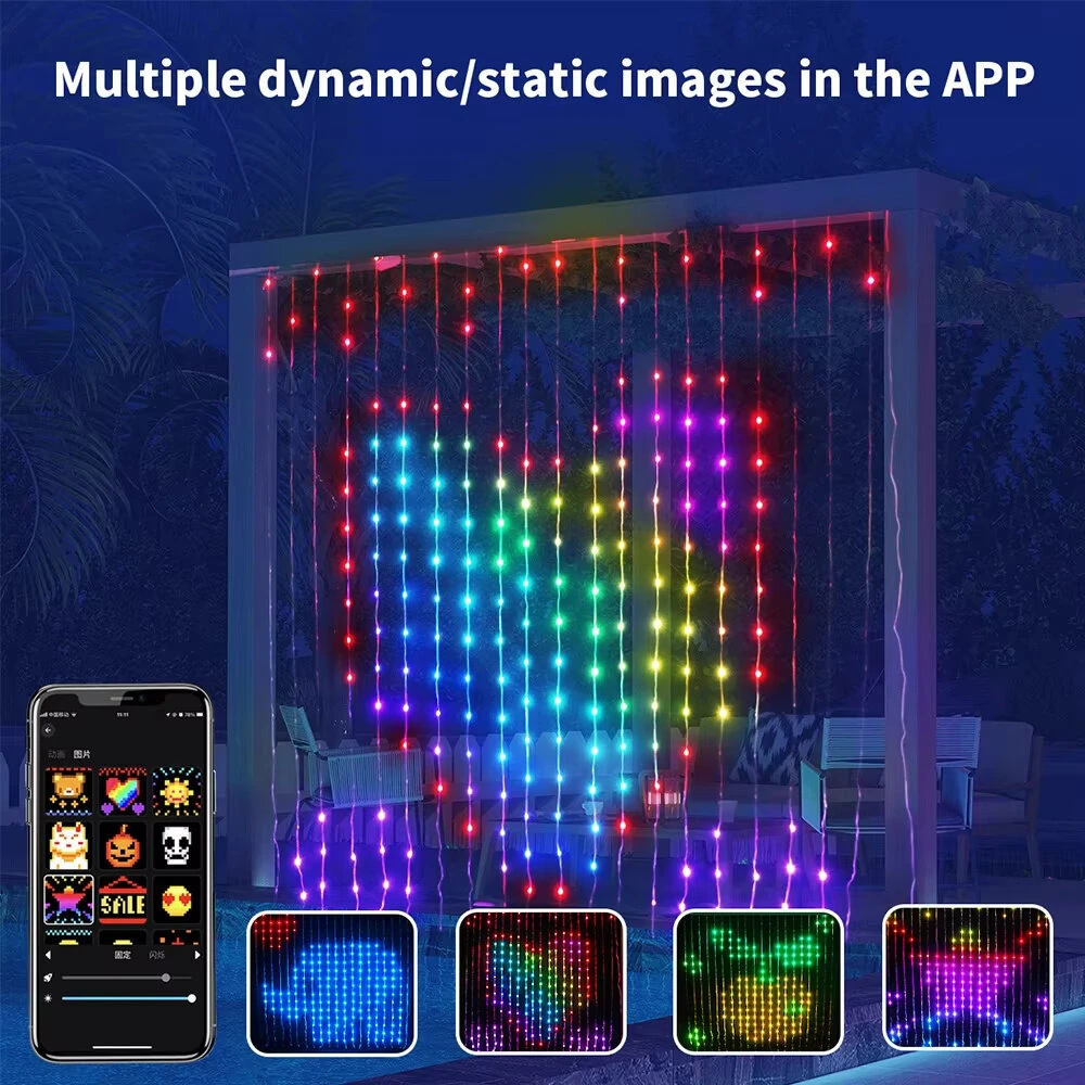 Elfeland Smart Curtain Lights Bluetooth APP Control RGBIC LED Strings Window Decor with - Image 6