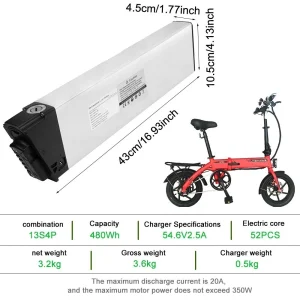 HANIWINNER HA177-06 48V 10Ah 480Wh Folding Electric Bike Battery, XT60 Replacement for SAMEBIKE