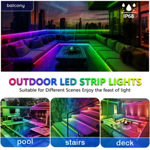 Elfeland 5/10/15m RGBIC Neon LED Strip Light Music Sync DIY Flexible Waterproof IP68