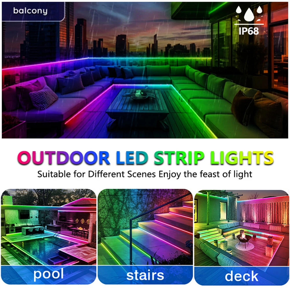 Elfeland 5/10/15m RGBIC Neon LED Strip Light Music Sync DIY Flexible Waterproof IP68