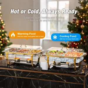 WARMOUNTS 8QT Chafing Dishes for Buffet Food Grade 430 Stainless Steel Chafing Dish
