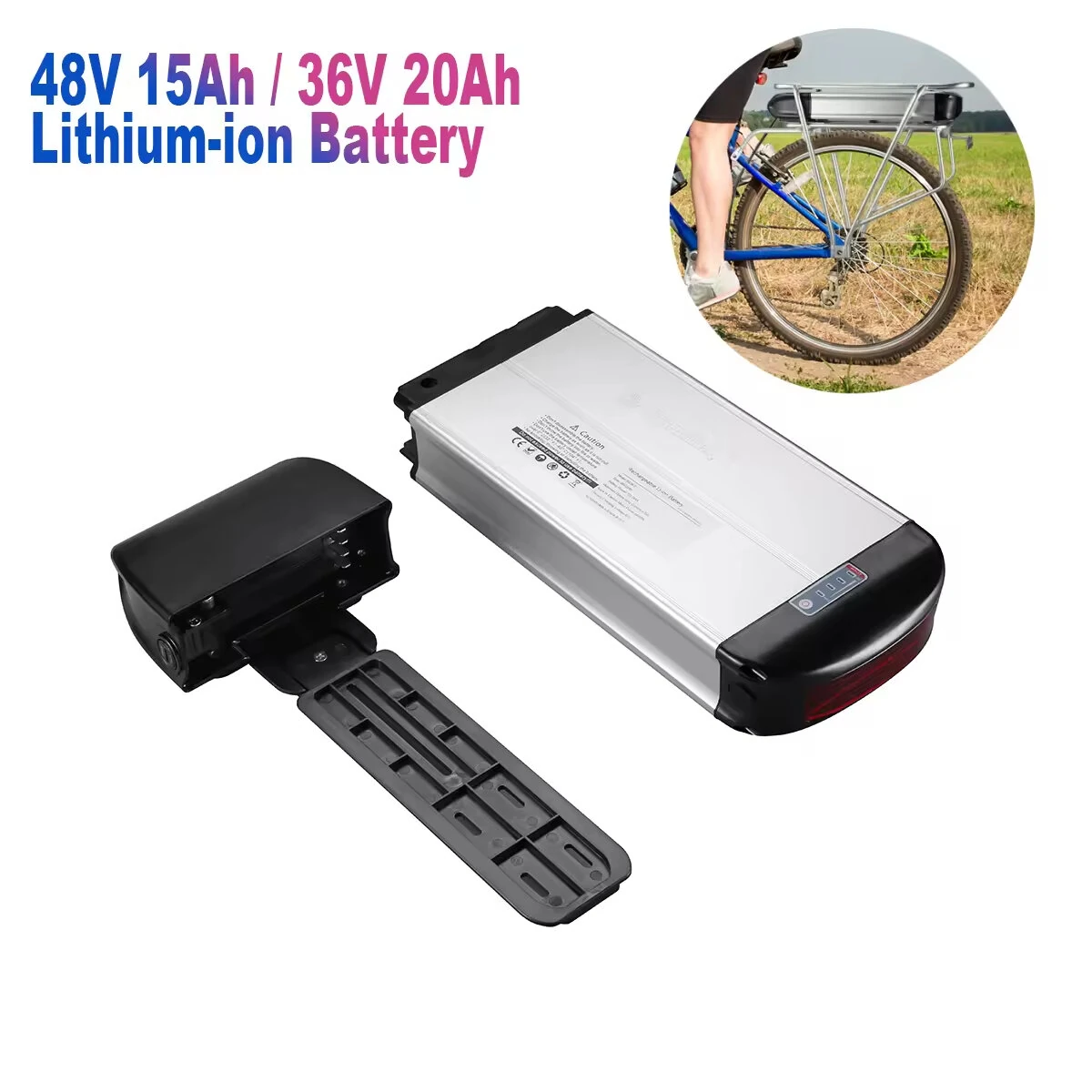 HANIWINNER HA074-03 48V 15Ah 720Wh Rear Rack E-Bike Battery with Carrier, Universal Replacement - Image 7