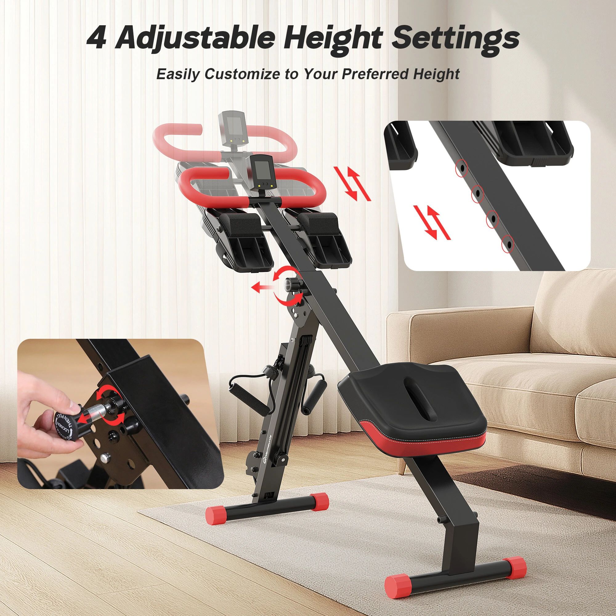 WARMOUNTS 4 in 1 Foldable Rowing Machine with LCD Monitor 4 Levels & - Image 3