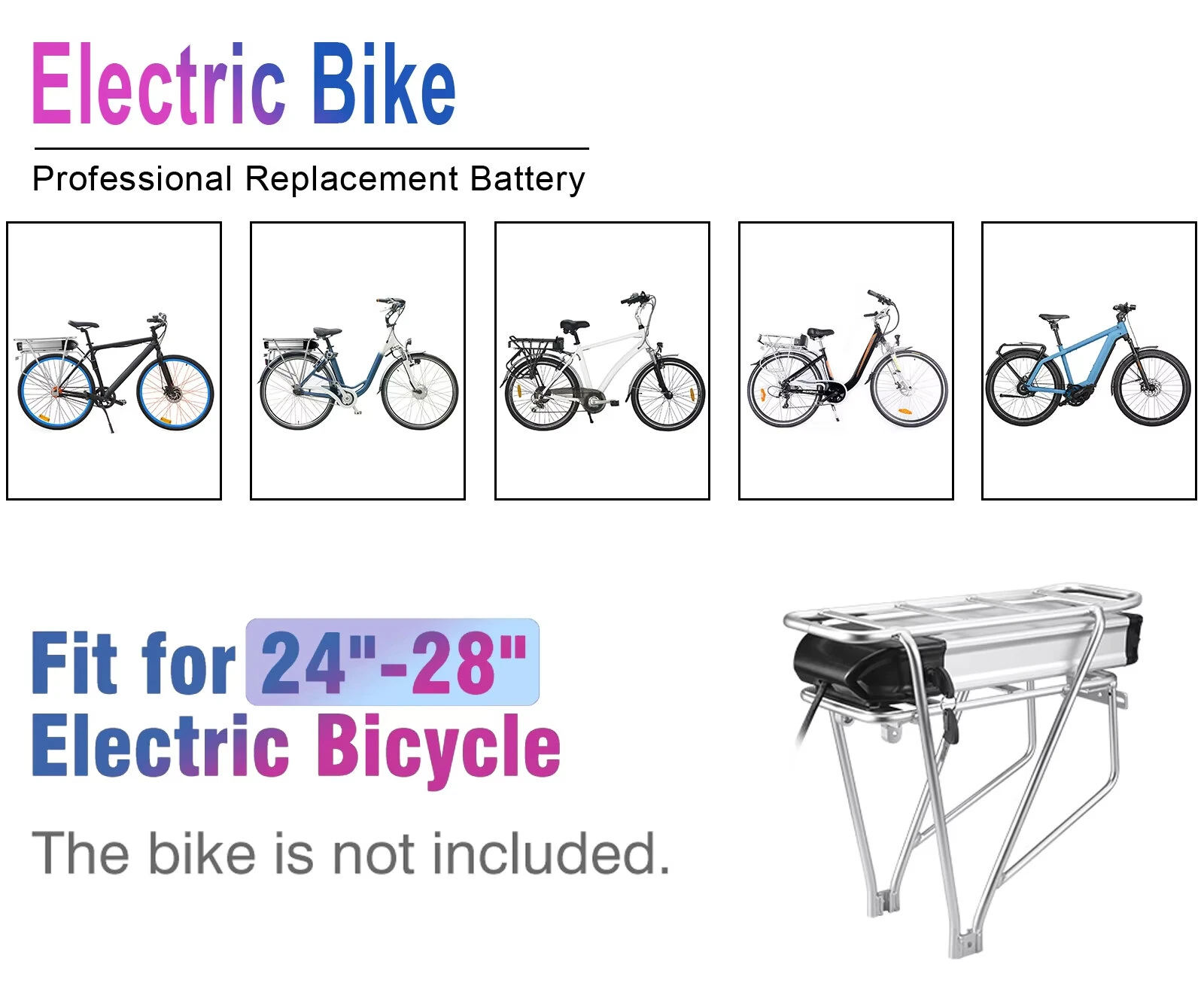 HANIWINNER HA074-03 48V 15Ah 720Wh Rear Rack E-Bike Battery with Carrier, Universal Replacement