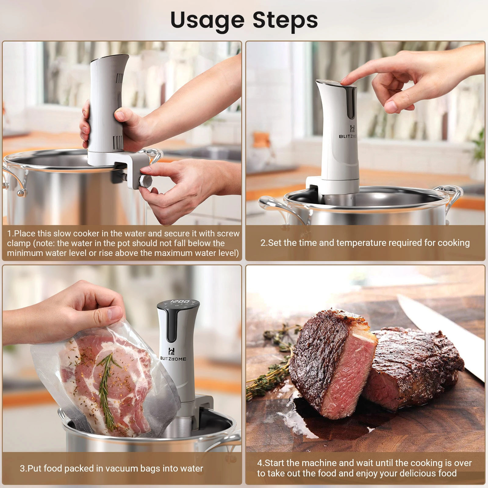 BlitzHome SV2209 1100W Sous Vide Cooker APP Control Thermal Immersion Circulator Machine with - Image 7