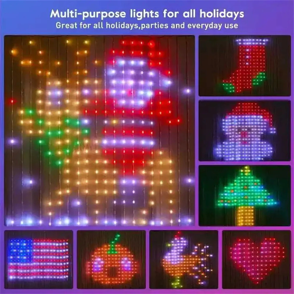 Elfeland Smart Curtain Lights Bluetooth APP Control RGBIC LED Strings Window Decor with - Image 7