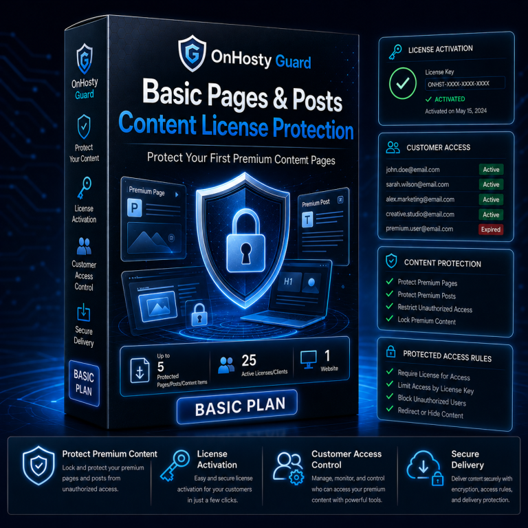 OnHosty Guard Basic Service — Basic Pages / Posts / Content Protection